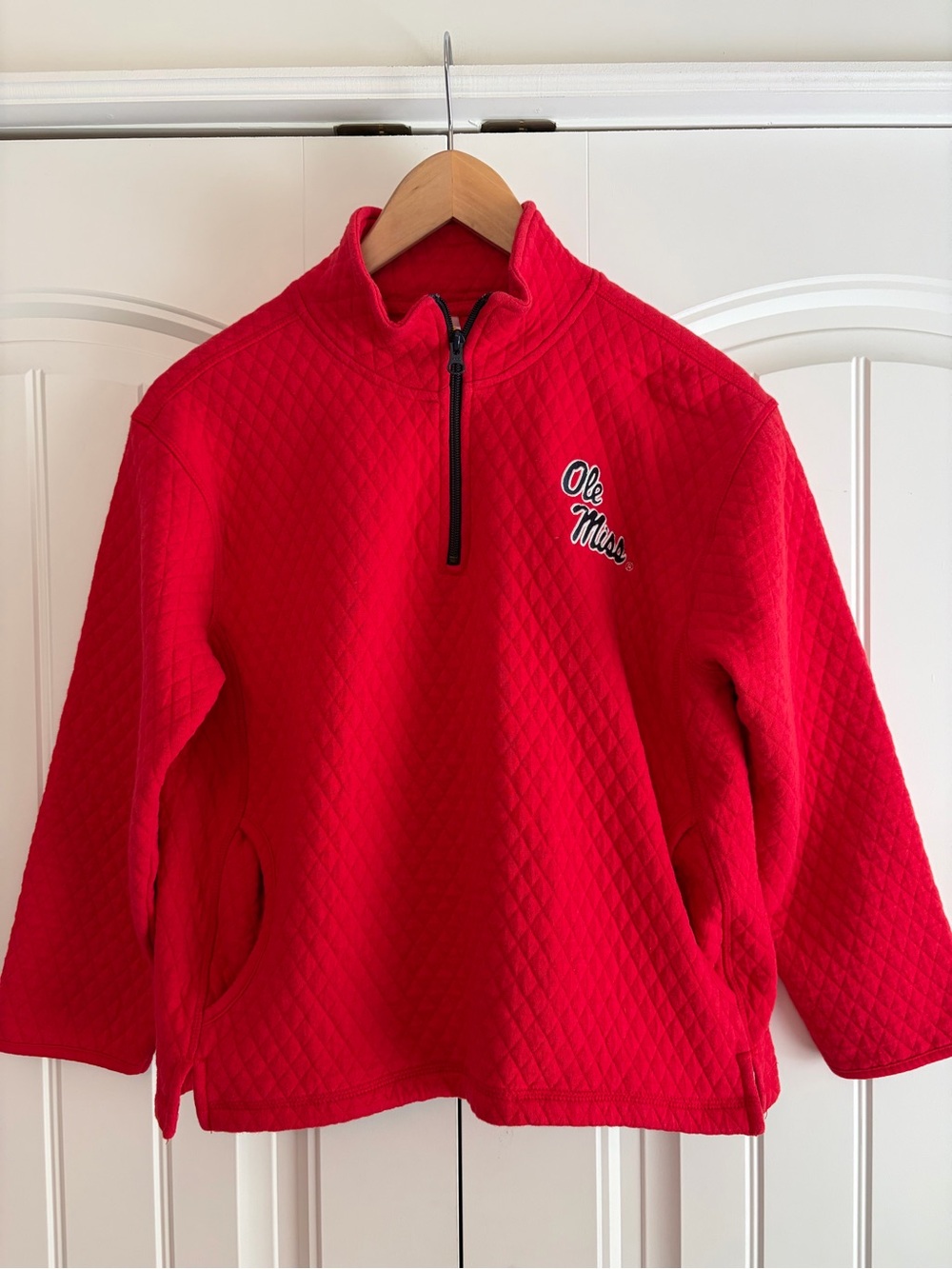Little King Kids Red Ole Miss Rebels Quilted Pullover Quarter Zip Size Youth Sm